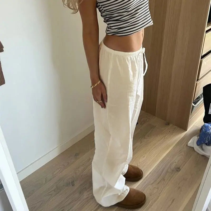 Women's  Lace-up Linen Trousers Ma boutique