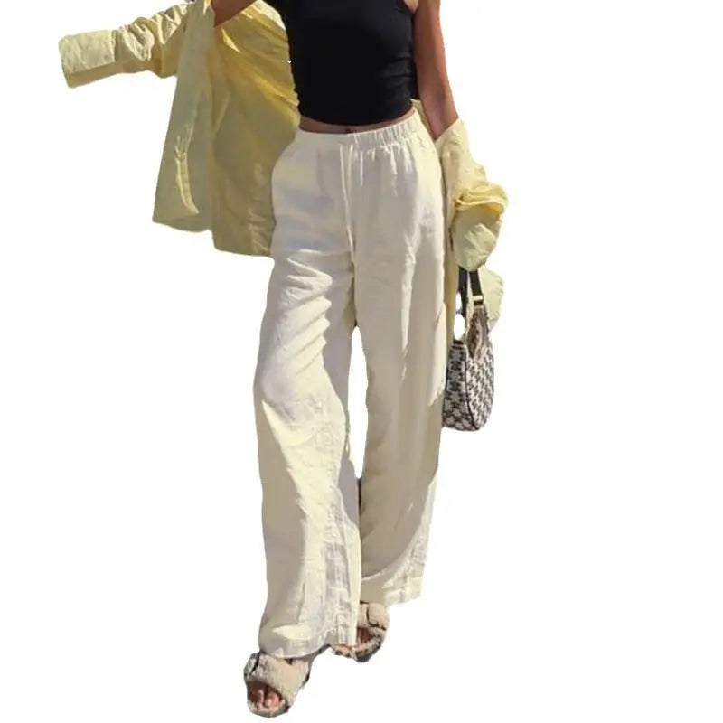 Women's  Lace-up Linen Trousers Ma boutique