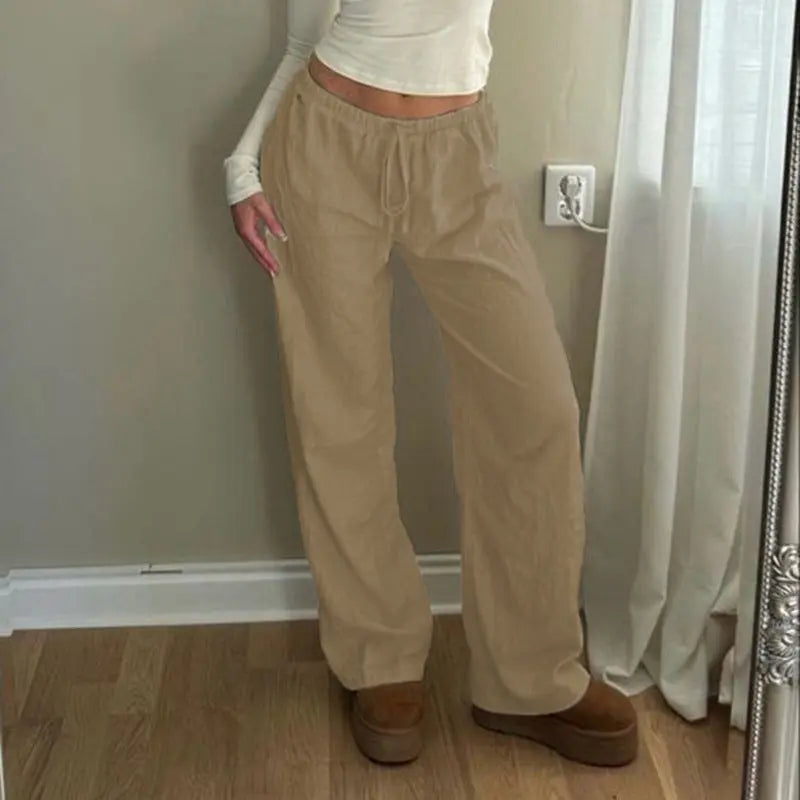 Women's  Lace-up Linen Trousers Ma boutique